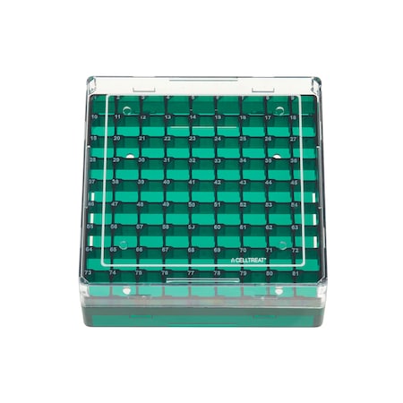 Celltreat CF Cryogenic Vial Storage Box, Polycarbonate, Non-sterile, 81-Place, PK5 229943